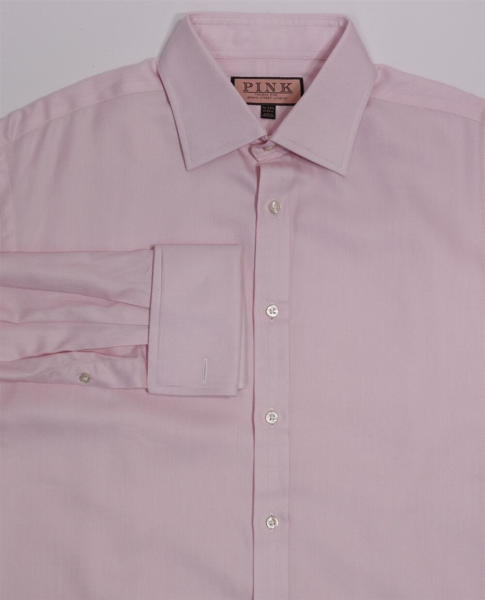 Thomas Pink Pink Twill French Cuff Cottonn Dress Shirt (41) 16-34/35